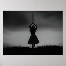 Warrior Silhouette Under Stormy Skies