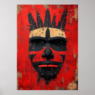 Warrior Spirit Mask – Indigenous Tribal Power Poster