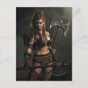 Warrior Spirit of Viking Woman Channeling Postcard