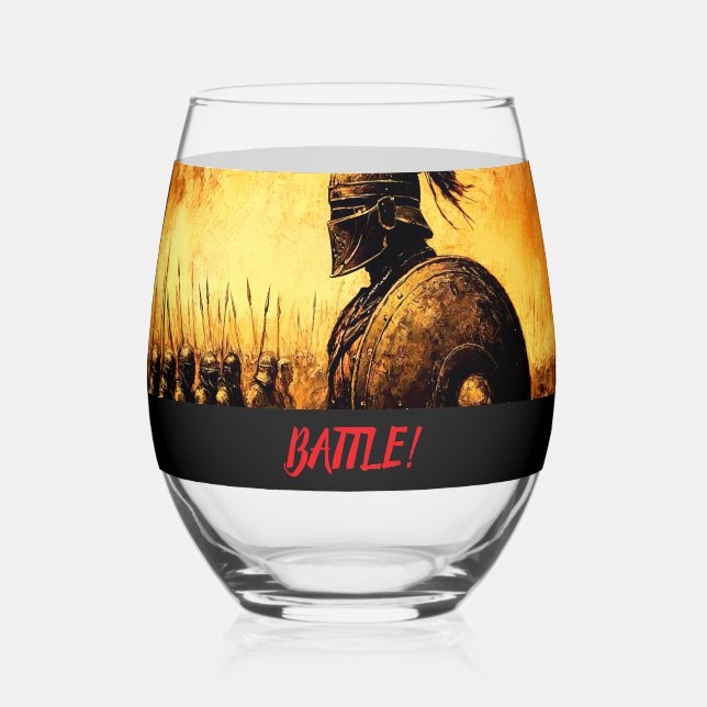 Warrior Stemless Wine Glass (Front)