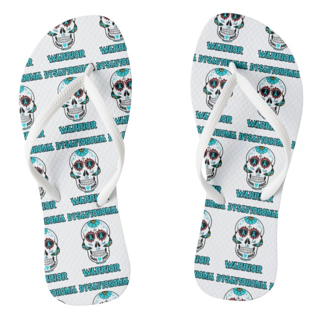 Warrior/Sugar skull...Dysautonomia Flip Flops (Footbed)