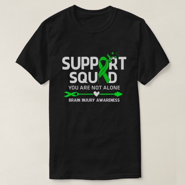 Warrior Support Squad Brain Injury Awareness Feath T-Shirt (Design Front)