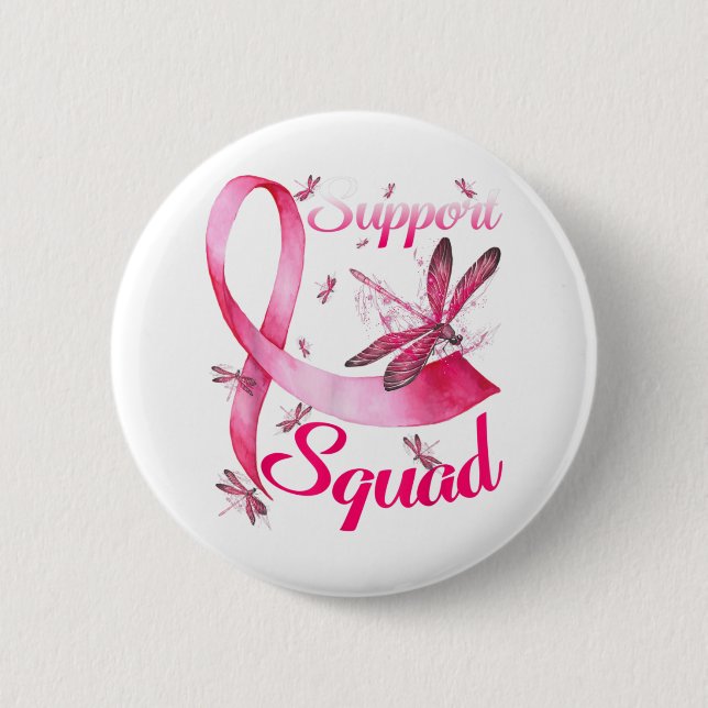 Warrior Support Squad Dragonfly Breast Cancer Awar 6 Cm Round Badge (Front)