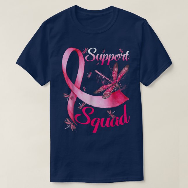 Warrior Support Squad Dragonfly Breast Cancer Awar T-Shirt (Design Front)