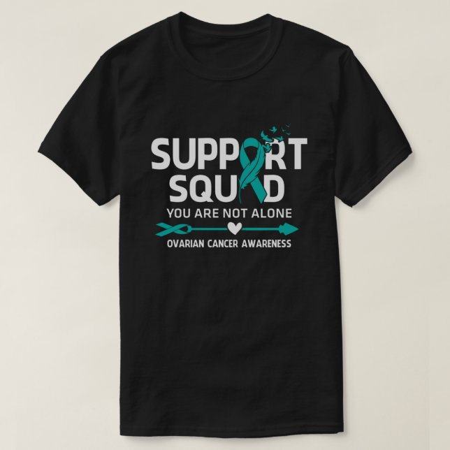 Warrior Support Squad Ovarian Cancer Awareness Fea T-Shirt (Design Front)