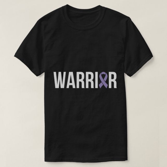 Warrior Testicular Cancer Fight Cancer Ribbon T-Shirt (Design Front)