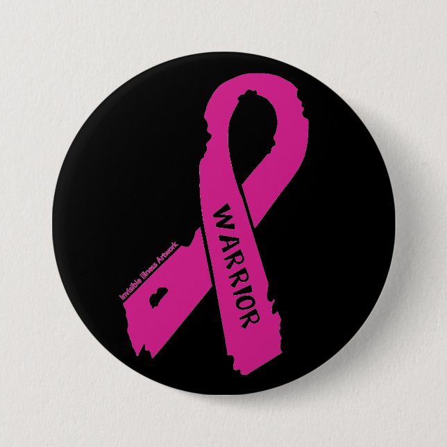 Warrior/ torn ribbon...Breast Cancer 7.5 Cm Round Badge (Front)
