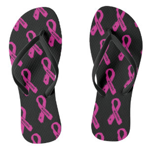 Warrior/ torn ribbon...Breast Cancer Flip Flops