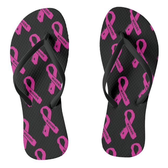 Warrior/ torn ribbon...Breast Cancer Flip Flops (Footbed)