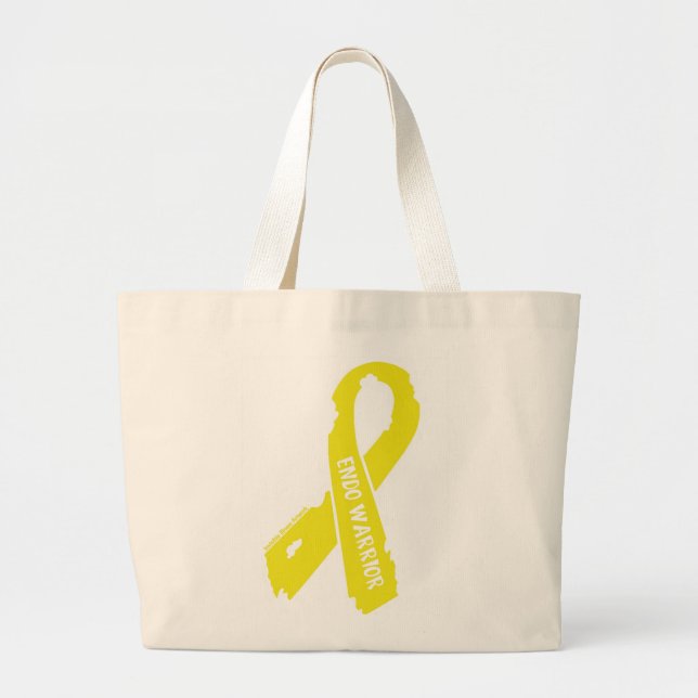 Warrior/ torn ribbon...Endometriosis Large Tote Bag (Front)