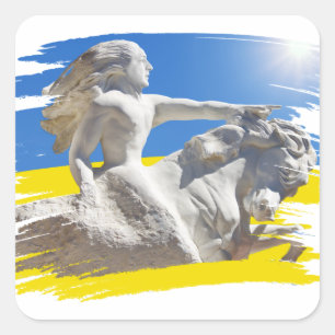 Warrior Ukraine President Zelenskyy & Flag  Square Sticker