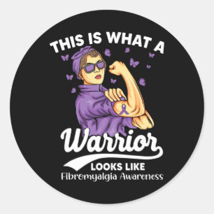 Warrior Unbreakable Fibromyalgia Awareness  Classic Round Sticker