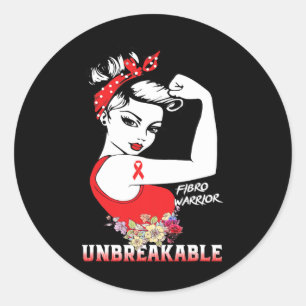 Warrior Unbreakable Fibromyalgia Awareness Classic Round Sticker