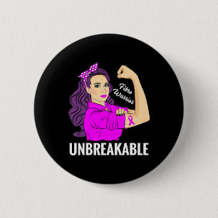 Warrior Unbreakable Fibromyalgia Awareness Tee  6 Cm Round Badge