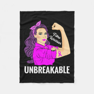 Warrior Unbreakable Fibromyalgia Awareness Tee Fleece Blanket