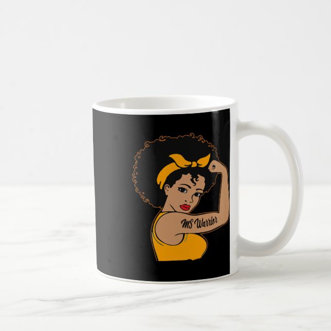 Warrior Unbreakable Multiple Sclerosis Afro Black  Coffee Mug (Right)