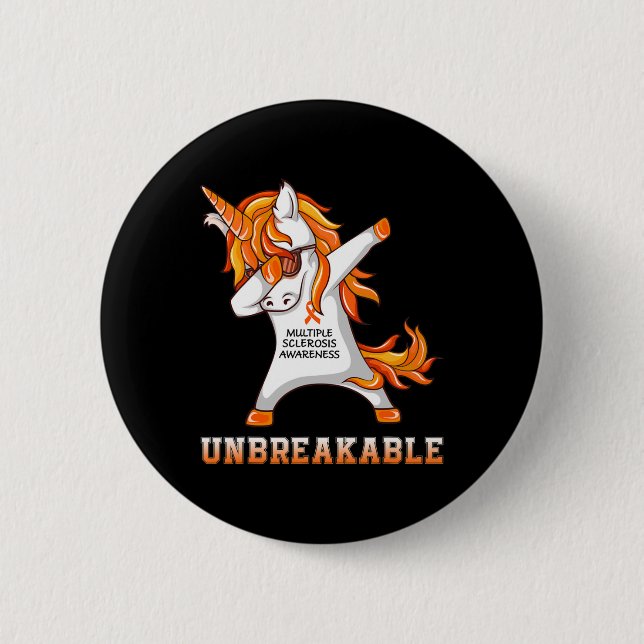 Warrior Unbreakable Multiple Sclerosis Awareness U 6 Cm Round Badge (Front)