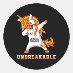 Warrior Unbreakable Multiple Sclerosis Awareness U Classic Round Sticker