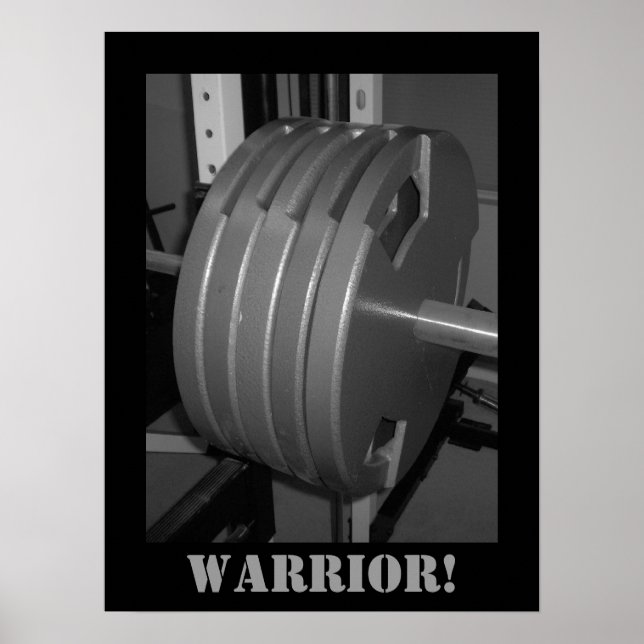 WARRIOR! Weightlifting Exercise Gym Poster (Front)