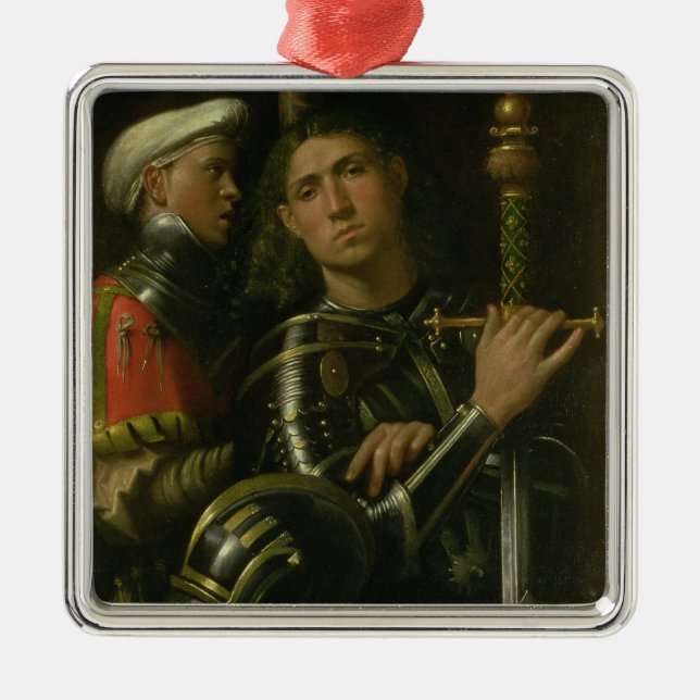 Warrior with Groom (oil) Metal Tree Decoration (Front)