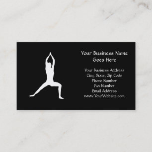 Warrior Yoga Pose Silhouette Black and White Business Card