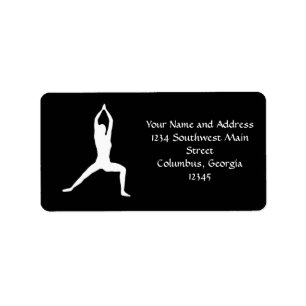 Warrior Yoga Pose Silhouette Label