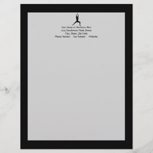 Warrior Yoga Pose Silhouette Personalised Letterhead