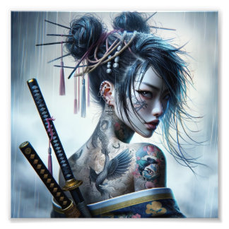 Warrior's Elegance-A Dance of Shadow and Gold Photo Print