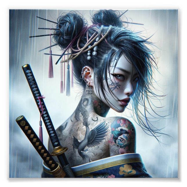 Warrior's Elegance-A Dance of Shadow and Gold Photo Print (Front)