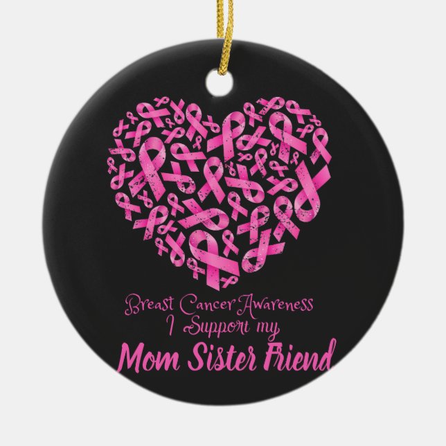 Warriors in Pink: Breast Cancer Awareness Ceramic Tree Decoration (Front)