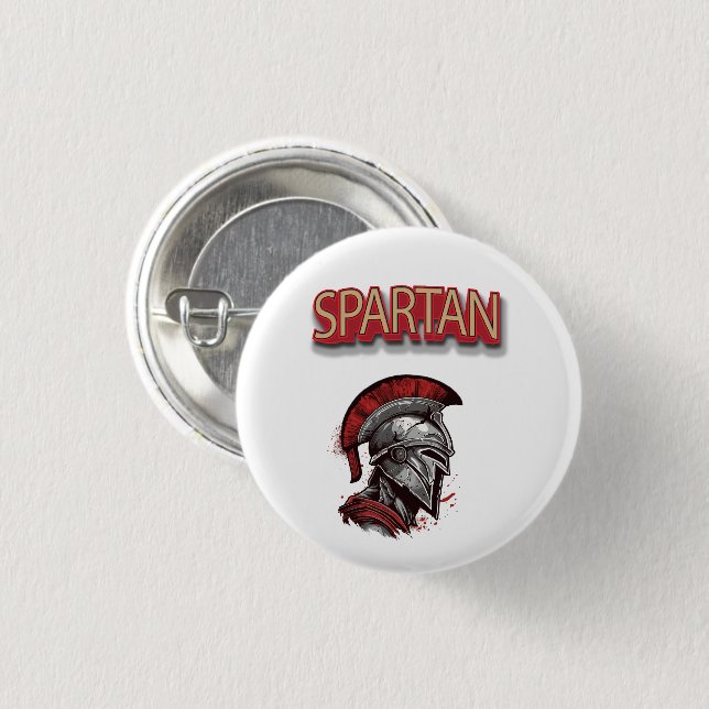Warrior's Pride - Spartan Helmet with Red Plume 3 Cm Round Badge (Front & Back)