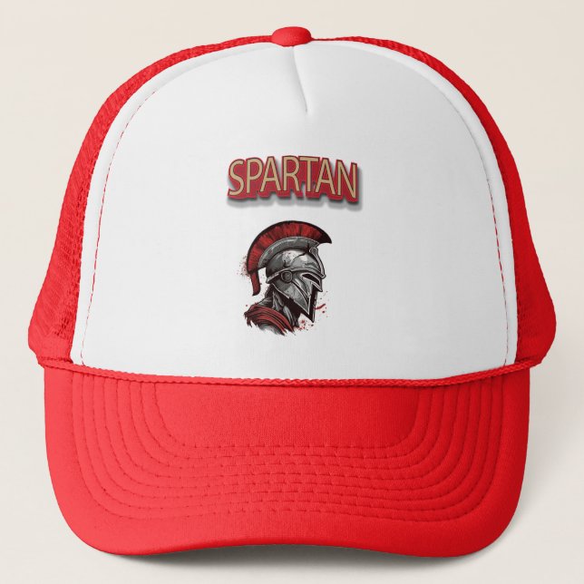 Warrior's Pride - Spartan Helmet with Red Plume Trucker Hat (Front)