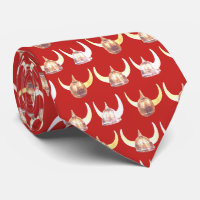 Warriors Vikings Helmet Mascot  Football Necktie