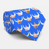 Warriors Vikings Helmet Mascot  Football Necktie
