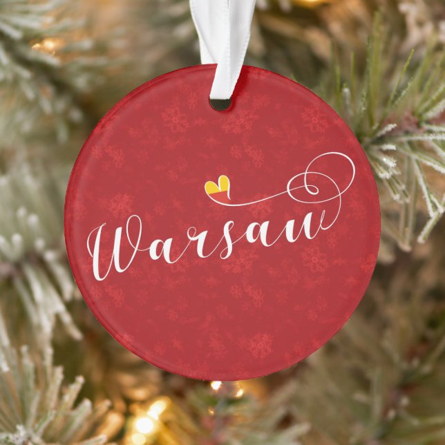 Warsaw Flag Heart, Warszawa, Poland Ornament (Tree)