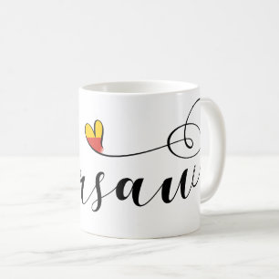 Warsaw Flag in Heart, Warszawa, Polish Coffee Mug