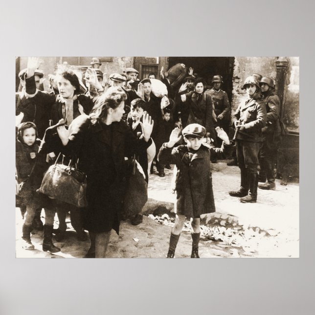 Warsaw Ghetto Uprising Photo from Jurgen Stroop Poster (Front)
