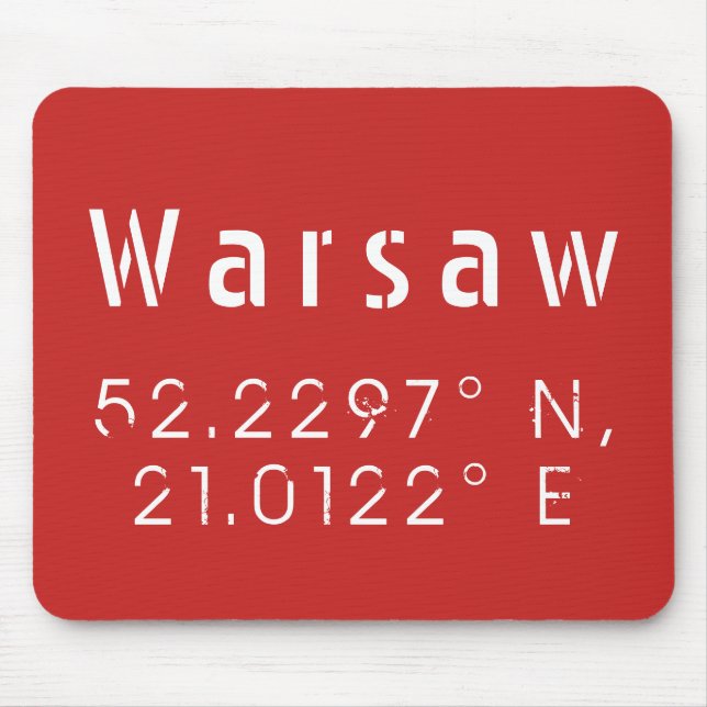 Warsaw Latitude Longitude Mouse Mat (Front)