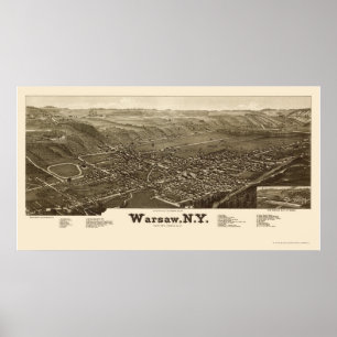 Warsaw, NY Panoramic Map - 1885 Poster