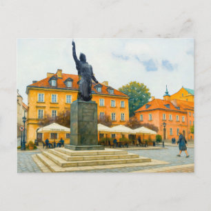 Warsaw oil painting - Jan Kilinski monument Holiday Postcard