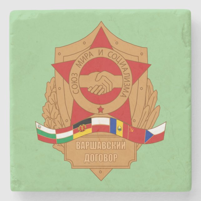 Warsaw Pact, Soviet Union, Socialist Eastern Bloc Stone Coaster (Front)