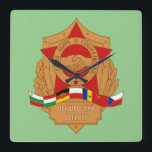 Warsaw Pact, USSR, Socialist Eastern Europe Square Wall Clock<br><div class="desc">The Warsaw Pact was a defence treaty among the communist states of Central and Eastern Europe during the Cold War. Eight member countries of the Warsaw Pact pledged the mutual defence of any member who would be attacked. Members of the Warsaw Pact were the People's Republic of Albania, People's Republic...</div>