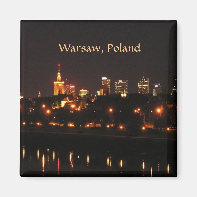 Warsaw, Poland at night Magnet (Front)