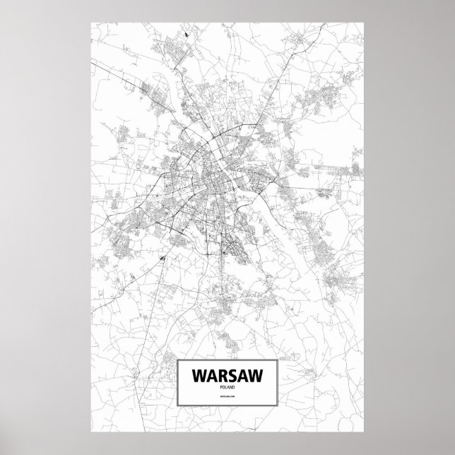 Warsaw, Poland (black on white) Poster (Front)