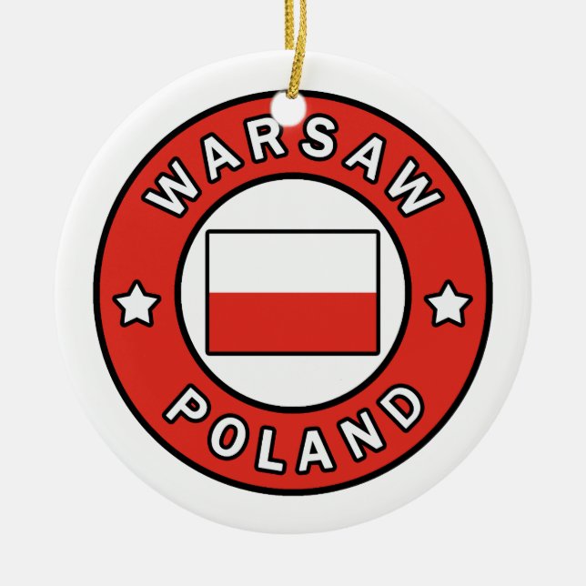 Warsaw Poland Ceramic Tree Decoration (Front)