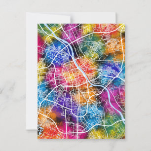 Warsaw Poland City Map Postcard