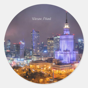 Warsaw, Poland cityscape Classic Round Sticker