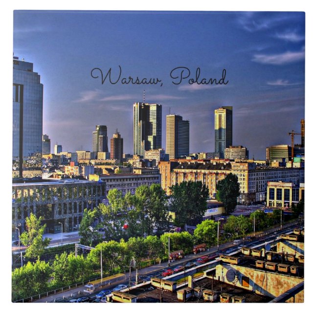 Warsaw, Poland Cityscape Tile (Front)