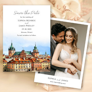 Warsaw Poland Destination Wedding Save The Date