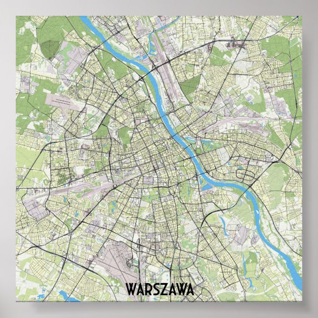 Warsaw Poland map Poster (Front)